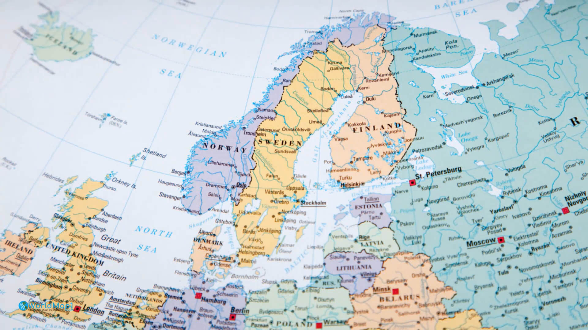 Carte de l'Europe du Nord et de la Finlande